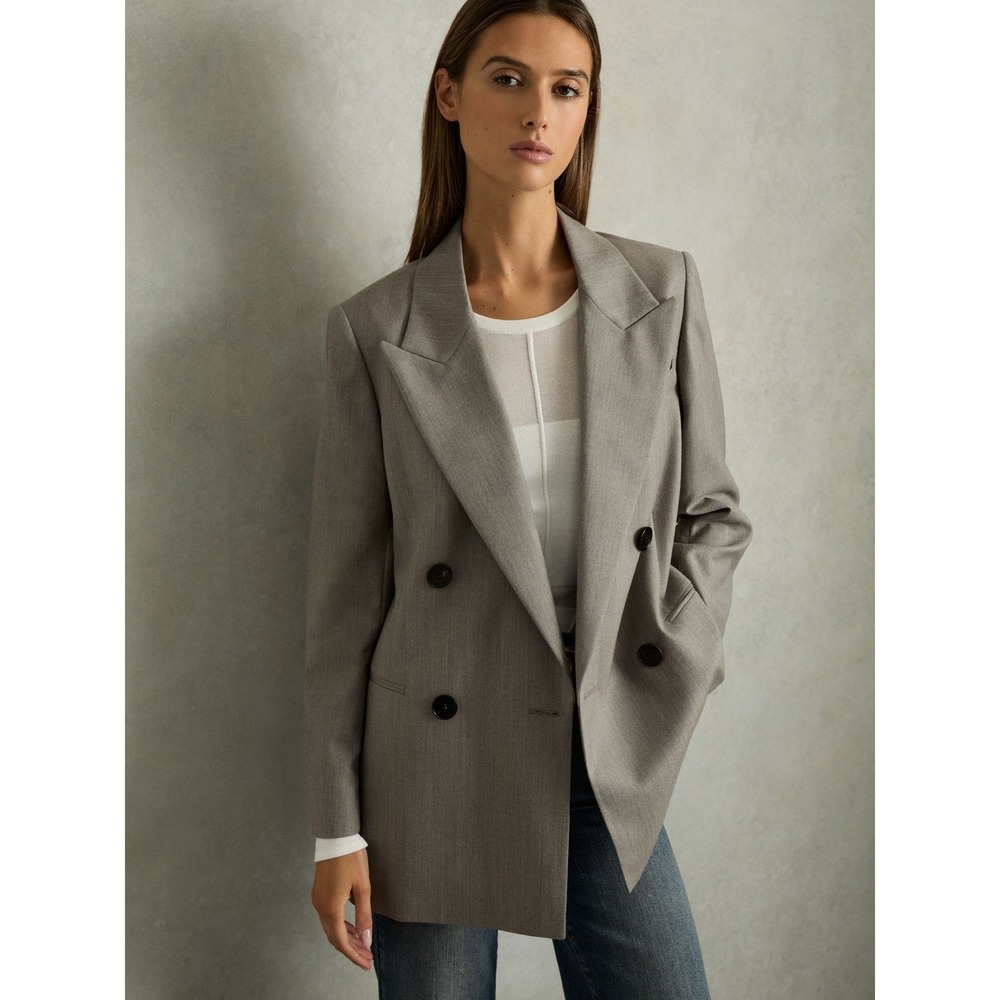 NWT REISS Darla Wool Oversized Double-Breasted Blazer / Sizes 10 / MSRP $500 - Picture 2 of 6